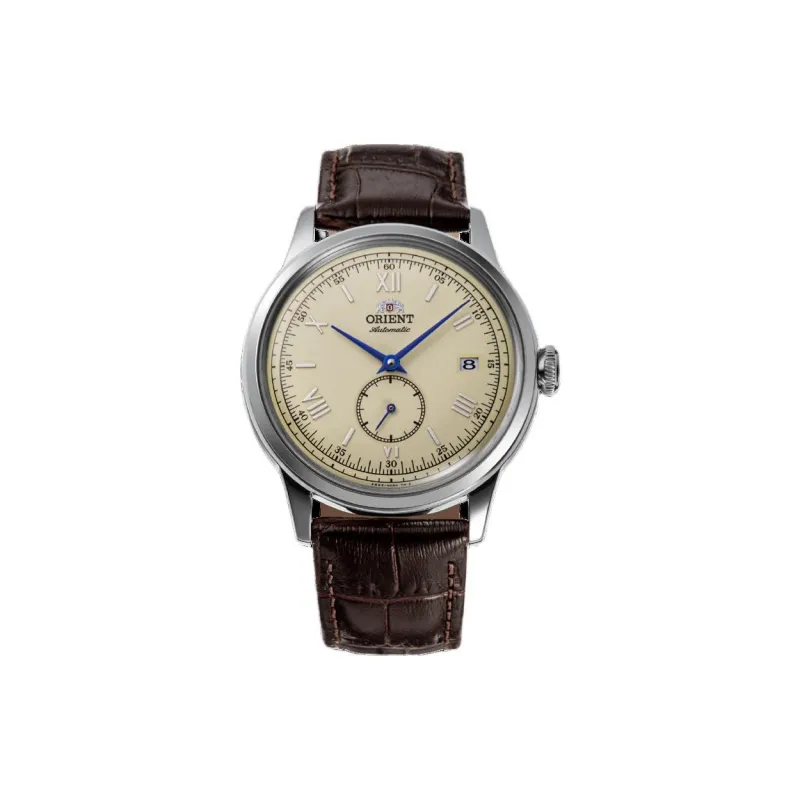 ORIENT Automatic/Manual Mechanical Movement Leather Strap Watch 38.4mm Men's Watches Yellow Watch Dial-0