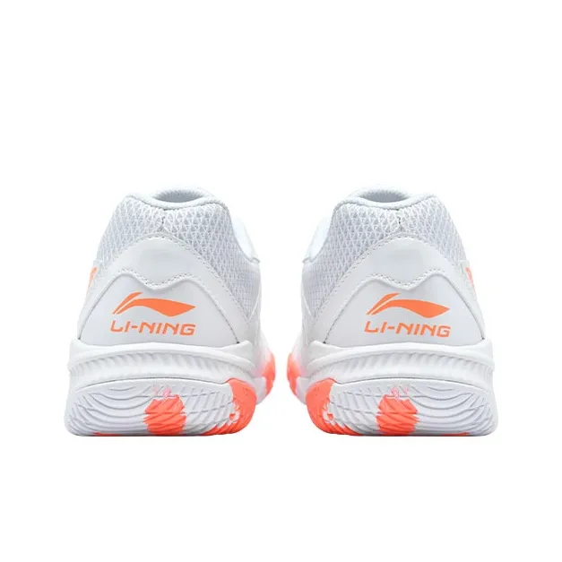 LiNing Durable Breathable Lightweight Low-Top Badminton Shoes Unisex White Orange-4