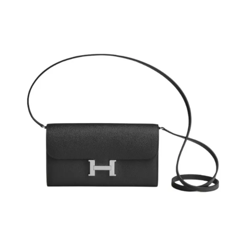 HERMES Constance To Go Epsom Calfskin With Canvas Shoulder Bag Crossbody Bag Wallet Women's 85 Ardoise Slate Gray-1