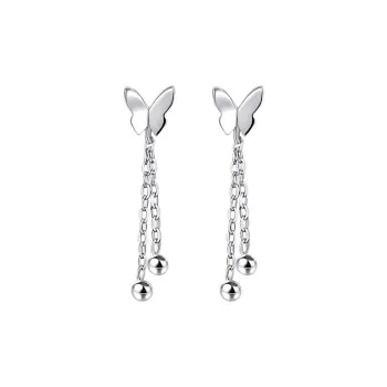 Heart Grass 999 Fine Silver Stud Earrings Women's