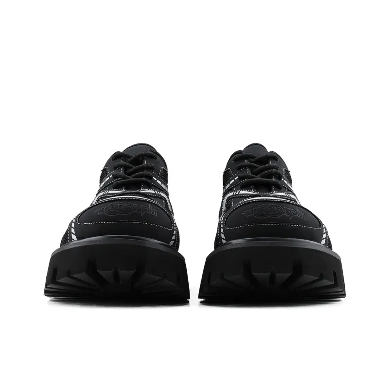 HANQIAORIJI Future Series Height Increasing Low Top Casual Shoes Unisex Black-4