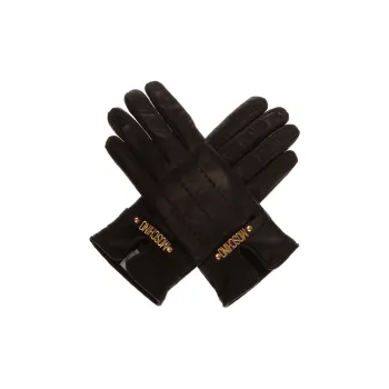 MOSCHINO Leather, Wool Knit Gloves Women's Black