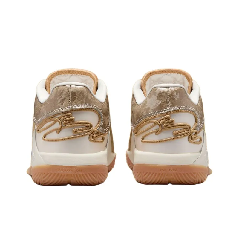 Nike LeBron 22 Anti Slip Wear Resistant Low Top Children's Basketball Shoes Beige Gold Unisex-3