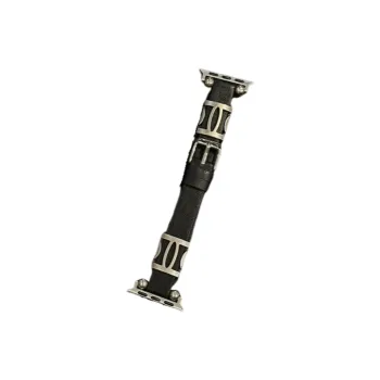 Warbler Dew Compatible With Apple Watch Apple Watch Band S9/S8/SE/7/6/5/4/3 Leather Double Bead Silver Edition Strap