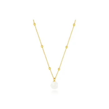Cuiya Golden Building Hetian Jade Necklaces Pale Greenish White Jade Women's