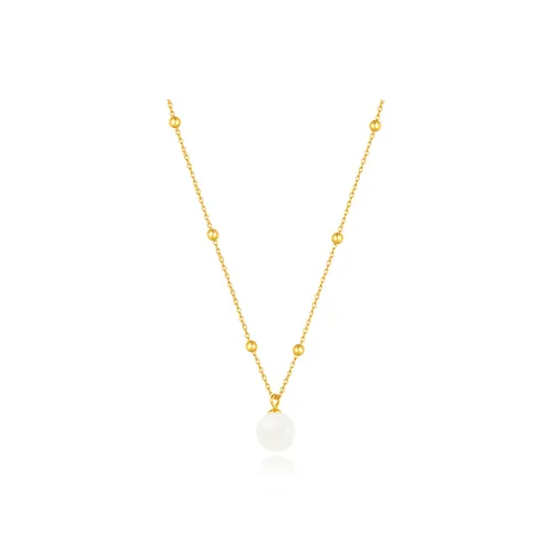 Cuiya Golden Building Hetian Jade Necklaces Pale Greenish White Jade Women's