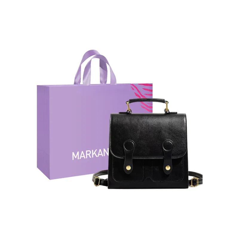 MARKANGARO PU Small Square Bag, Handbag, Backpack Medium Size Women's Black/Coffee-0