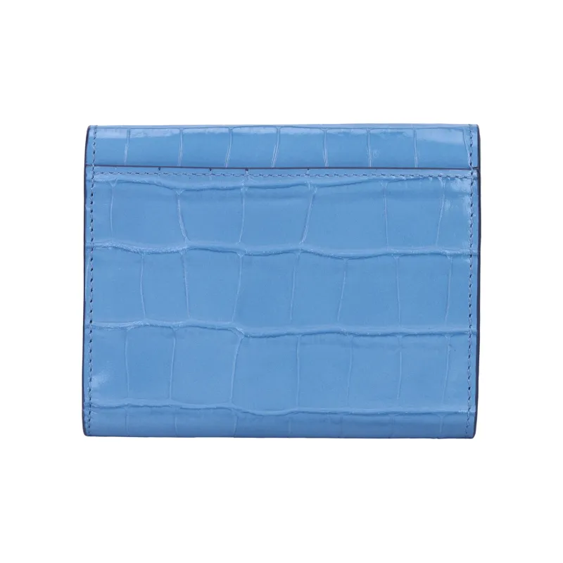 Burberry Embossed Calfskin Wallet Small Size Women's Blue-4