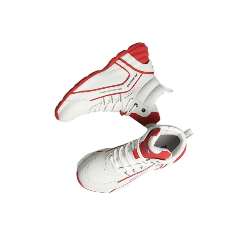 KOLUMB Anti Slip And Wear Resistant Height Increasing High Top Casual Shoes Men's White Red-1