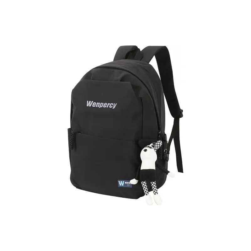 Wenpercy Nylon Travel Bag Backpack Regular Unisex Black/White-1