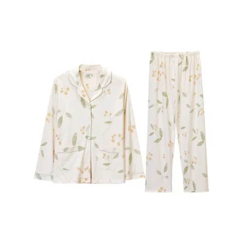 DAERLI Pajama Set Women's Beige Yellow