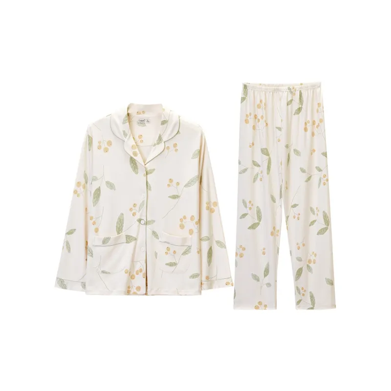 DAERLI Pajama Set Women's Beige Yellow-0