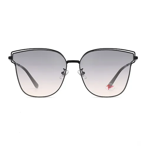 PSACSS Stainless Steel Irregular Shape Sunglasses Unisex Gradual Gray/Gradual Fuchsia-1