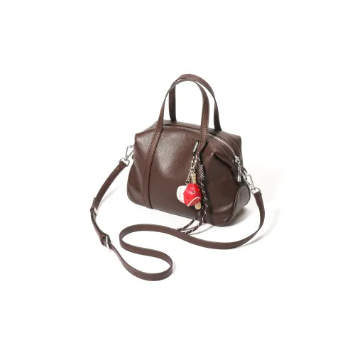 VANDEE Cow Leather Shoulder Bag, Crossbody Bag, Handbag Women's Wine Coffee/Black
