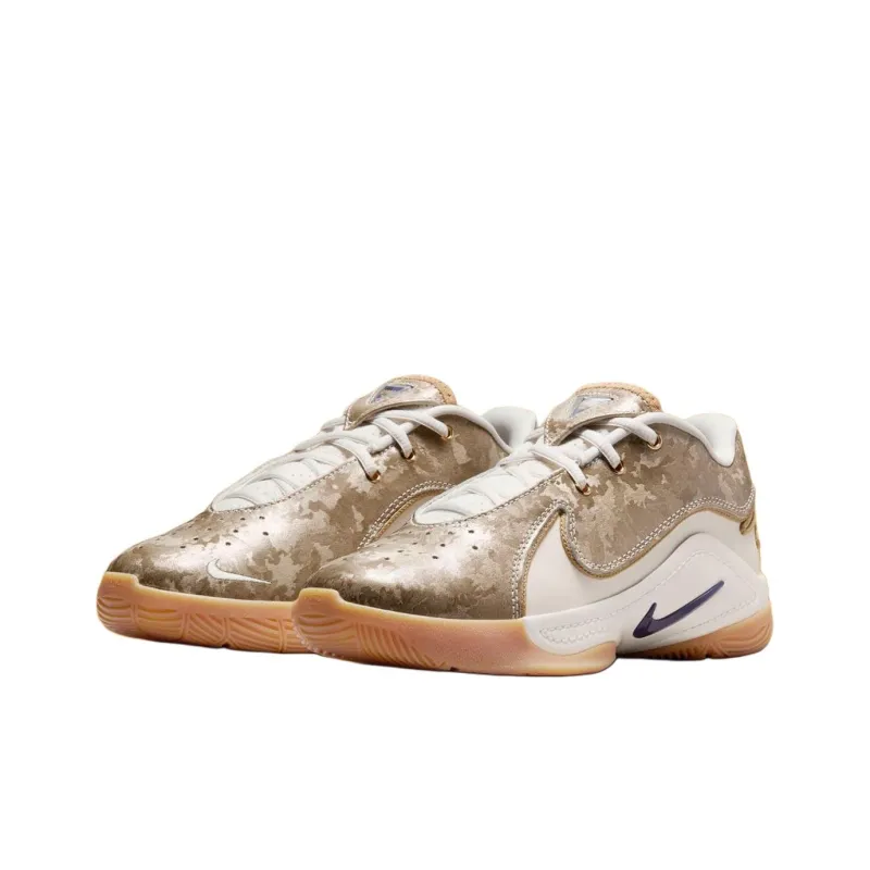 Nike LeBron 22 Anti Slip Wear Resistant Low Top Children's Basketball Shoes Beige Gold Unisex-2