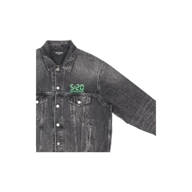 Balenciaga 520 SS22 Denim Jacket Unisex Black Gray-4