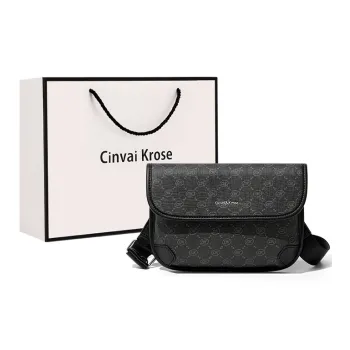 Simvay Clos PVC With Synthetic Leather Shoulder Bag, Crossbody Bag, Messenger Bag Trumpets Men's Black