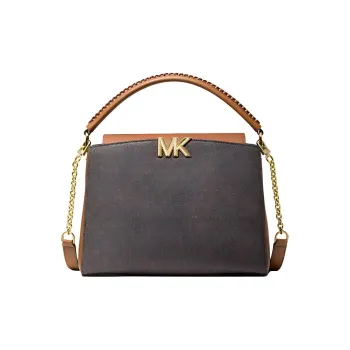 MICHAEL KORS Karlie Artificial Leather Shoulder Bag Crossbody Bag Handbags Medium Size Women's Dark Brown & Acorn Brown
