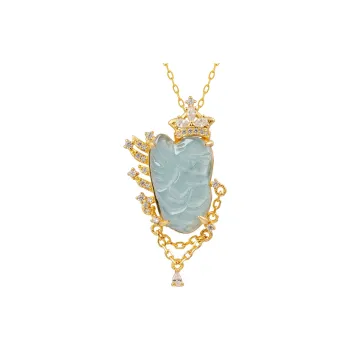 YUANYUXIANG Ice Glutinous Blue Water Jadeite Necklace Women's