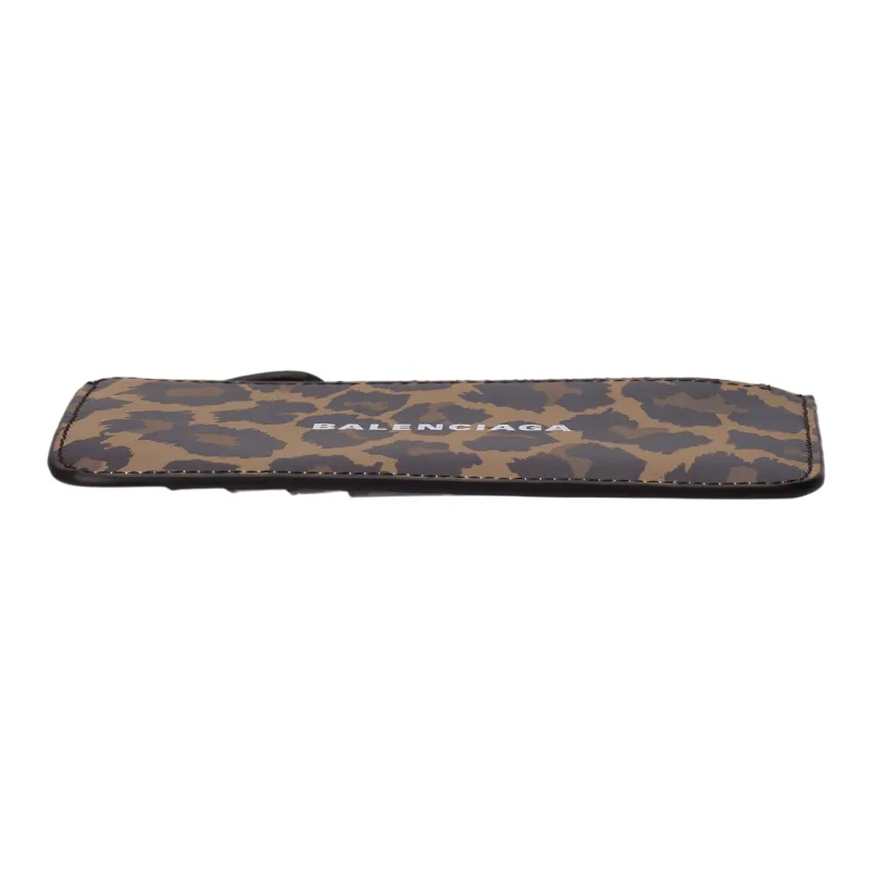 Balenciaga Calfskin Card Clip Card Holder Large Size Women's Leopard-5