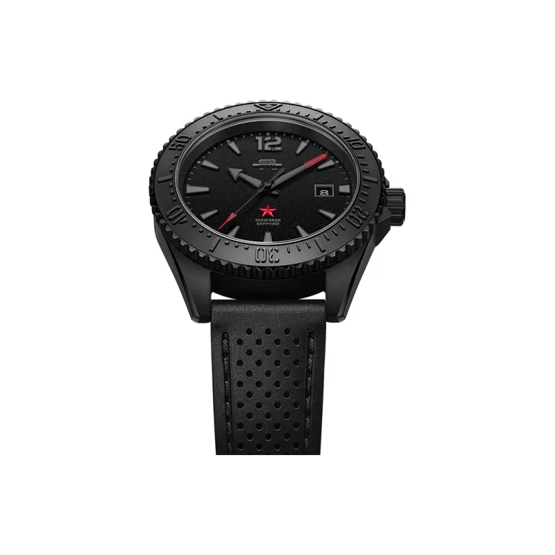 Beijing Cool Black Automatic Mechanical Movement Silicone Strap Watch Men's Watches Black Dial-5
