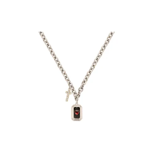 BABAMA Stainless Steel Cross Necklace With Distressed Vintage Look Unisex