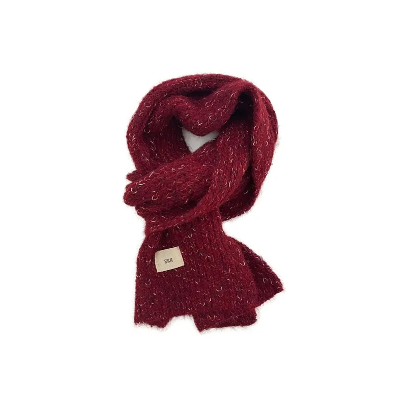 FUO Polyester, Wool Knit Scarves Unisex Blue-10