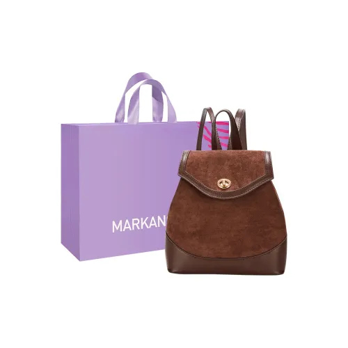 MARKANGARO PU With Woolen Handbag Backpack Medium Size Women's Black/Coffee