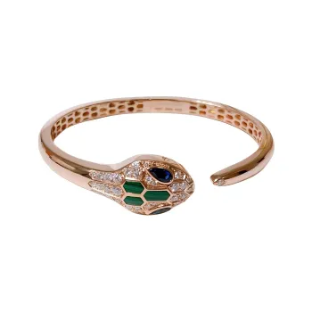 BVLGARI Serpenti Series 18K Rose Gold Bangles Women's Gold