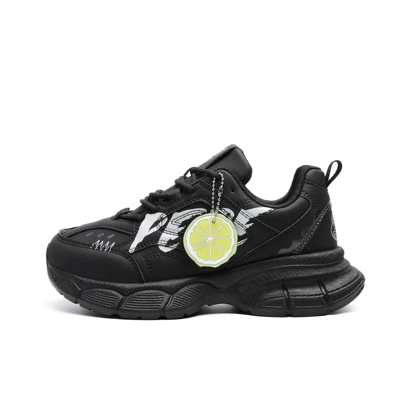 Pepe The Frog Chunky Sneakers Unisex Low Top Lazy Black/Cherry Blossom Pink-8