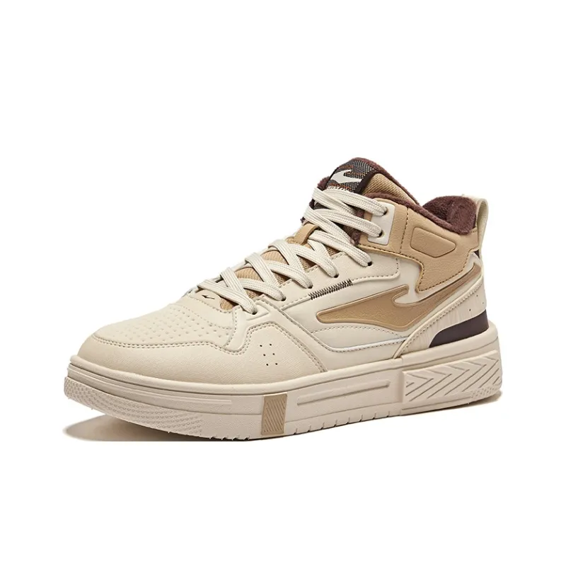 Erke Conquer 3 Warm Slip Resistant High Top Skateboard Shoes Men's Warm Linen Khaki-2