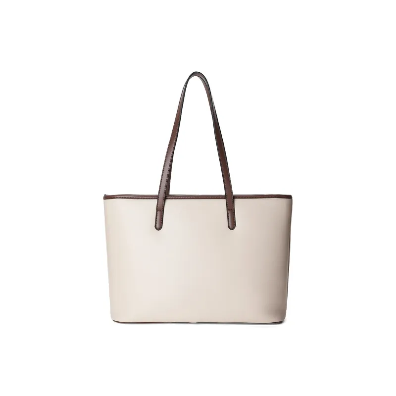 MEXICAN Polyurethane Leather Tote Bag, Shopping Bag, Shoulder Bag Tubas Women's Ecru & Apricot/Ecru & Coffee-7