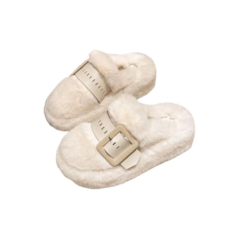 Meter Platform Fuzzy Slippers For Women's Fall And Winter Platform Mules Advanced Padded Shoes For Kids And Adults-0