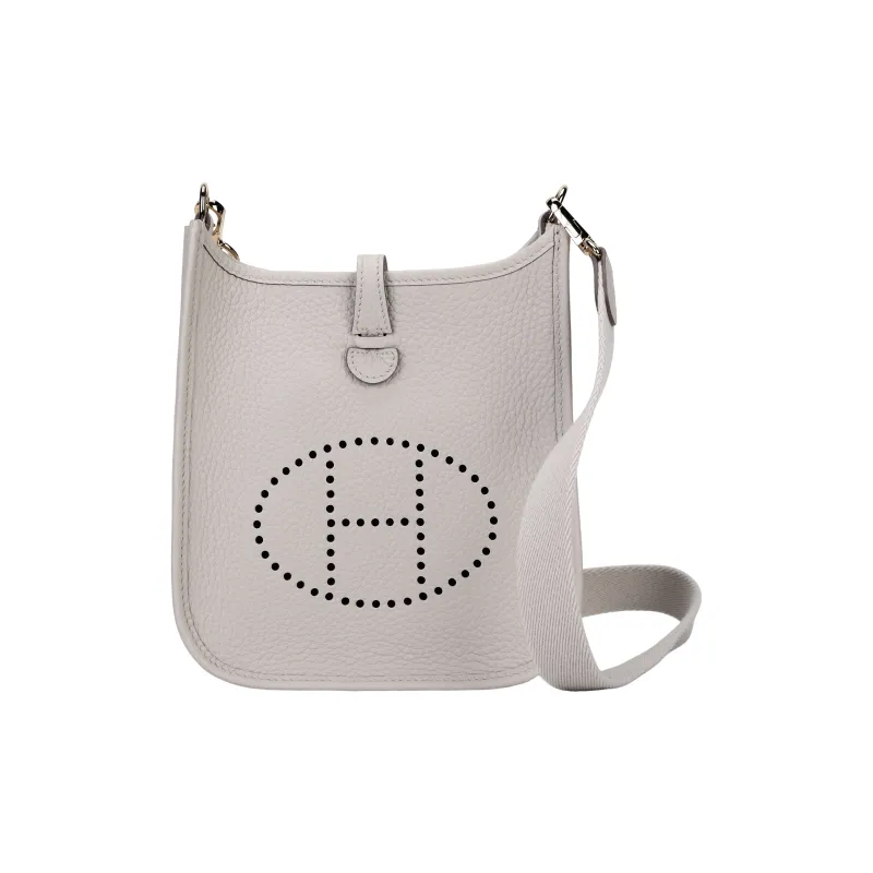 HERMES Evelyne Clemence Cow Leather Shoulder Bag, Crossbody Bag Mini Women's 8L Beton Concrete Gray-0