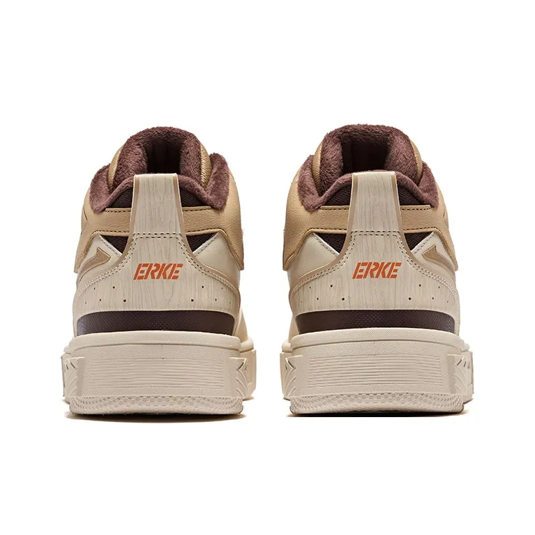 Erke Conquer 3 Warm Slip Resistant High Top Skateboard Shoes Men's Warm Linen Khaki-3