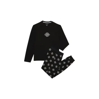 LACOSTE Pajama Set Men's Black X White