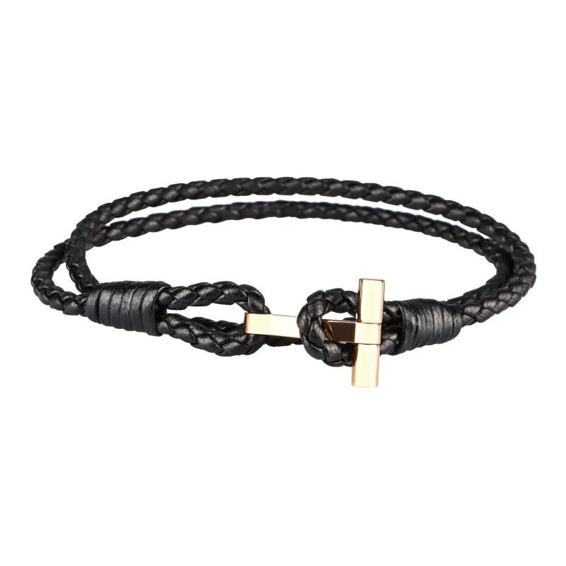 TOM FORD T Plaque Braided Bracelet-1
