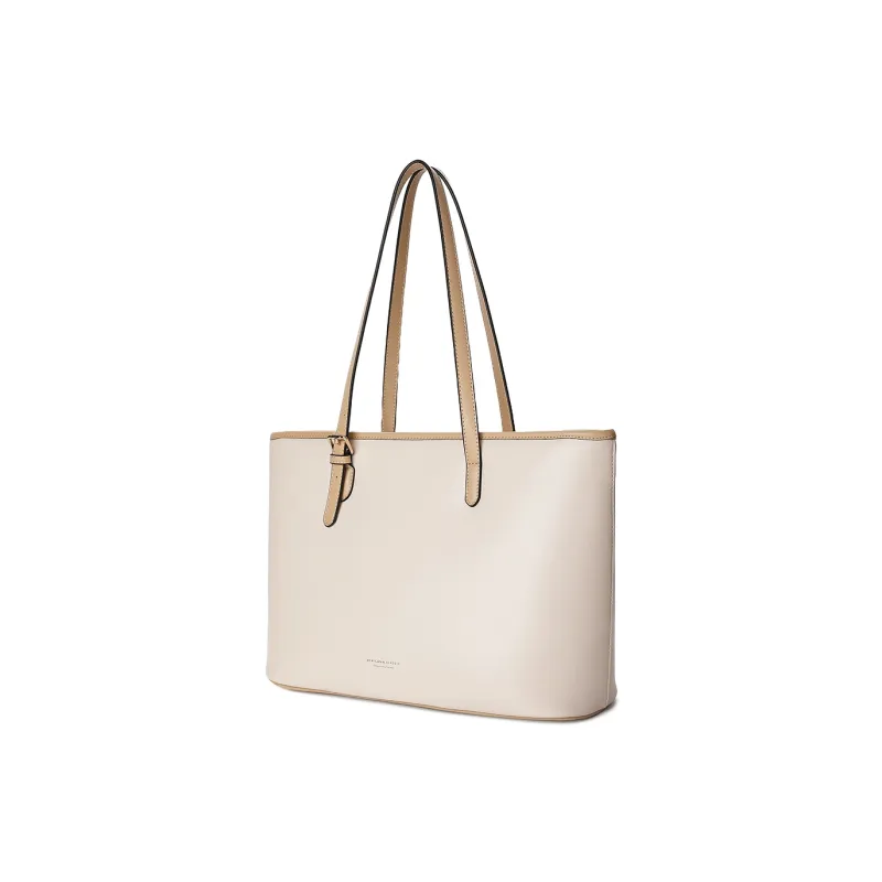 MEXICAN Polyurethane Leather Tote Bag, Shopping Bag, Shoulder Bag Tubas Women's Ecru & Apricot/Ecru & Coffee-4