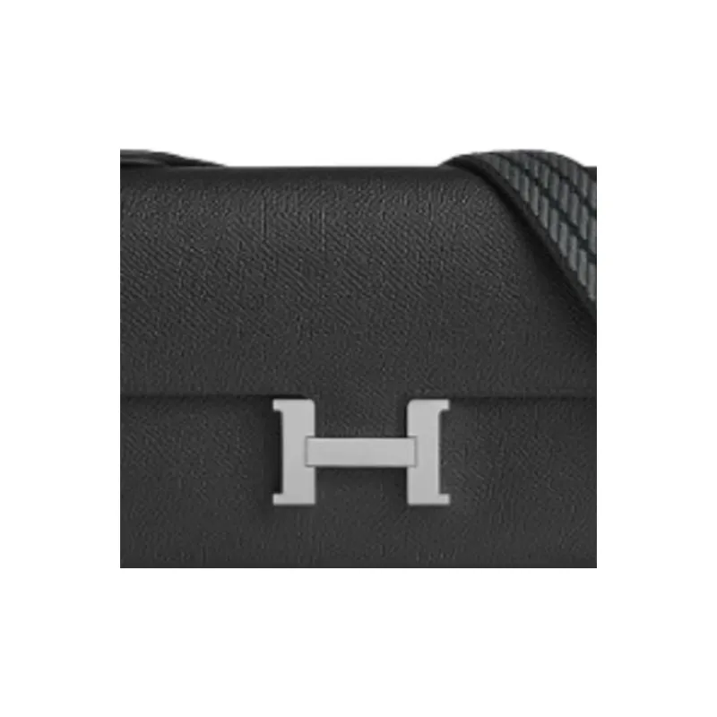 HERMES Constance To Go Epsom Calfskin With Canvas Shoulder Bag Crossbody Bag Wallet Women's 85 Ardoise Slate Gray-5