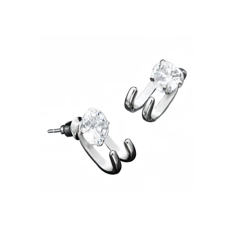 BKBU Zircon 925 Sterling Silver Needle Titanium Steel Stud Earrings Unisex-0