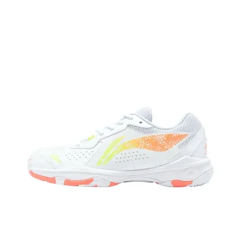 LiNing Durable Breathable Lightweight Low Top Badminton Shoes Unisex White Orange