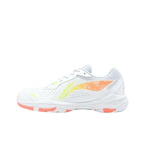 LiNing Durable Breathable Lightweight Low Top Badminton Shoes Unisex White Orange