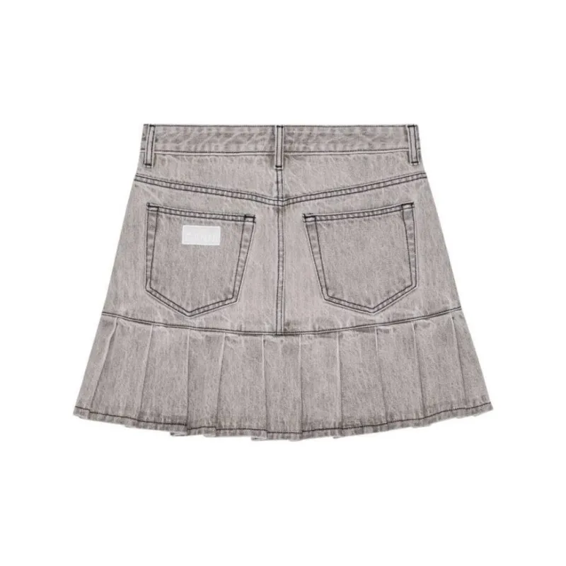 GANNI Future Denim Pleated Mini Skirt-1