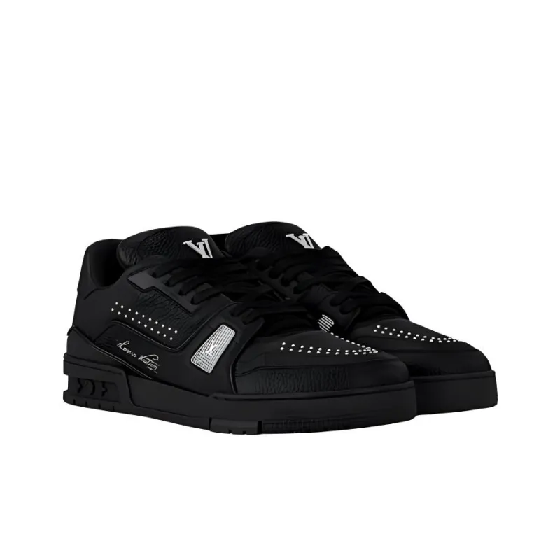 LOUIS VUITTON Trainer Low-Top Skateboard Shoes Men's Black-2