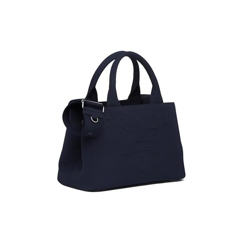 PRADA Cotton Canvas Tote Bag Shopping Bag Shoulder Bag Crossbody Bag Handbag Women's Marine Blue-1