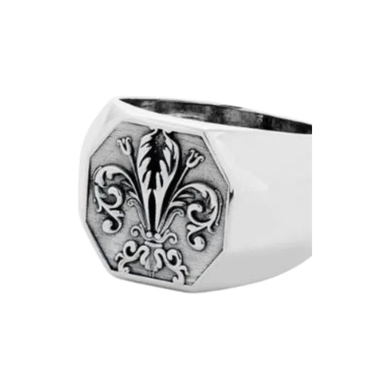 EMANUELE BICOCCHI Lily Logo Engraved Signet Ring-1