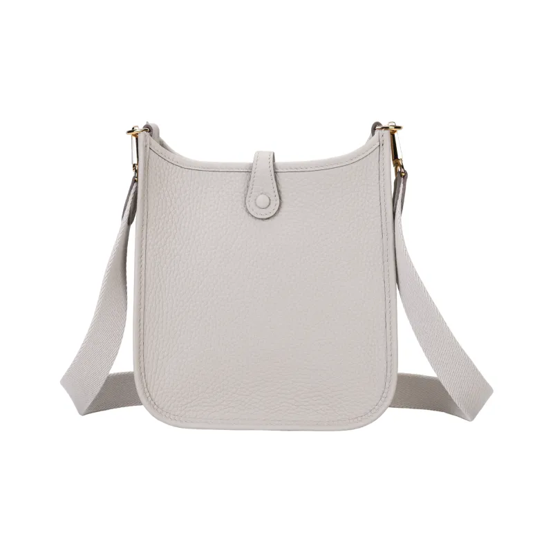 HERMES Evelyne Clemence Cow Leather Shoulder Bag, Crossbody Bag Mini Women's 8L Beton Concrete Gray-2