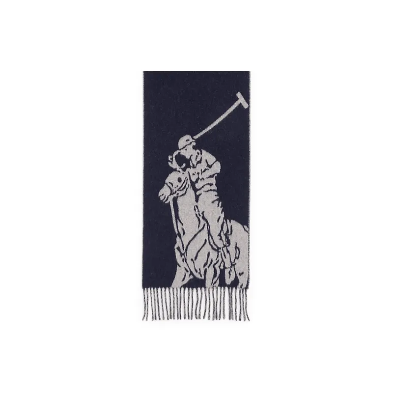 Polo Ralph Lauren Wool Knit Scarves Unisex Dark Blue/Gray-2