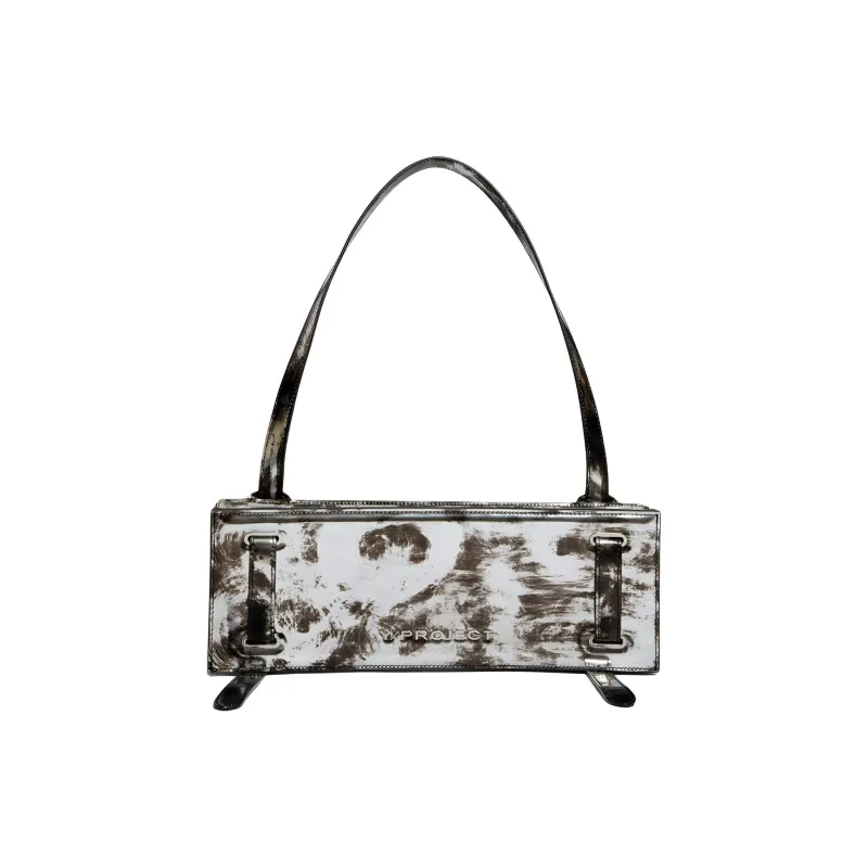 YProject Leather One Shoulder Handbag Women's Black & White-0