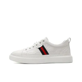 Walker Shop Lightweight And Breathable Low Top Skateboard Shoes Men's White Red